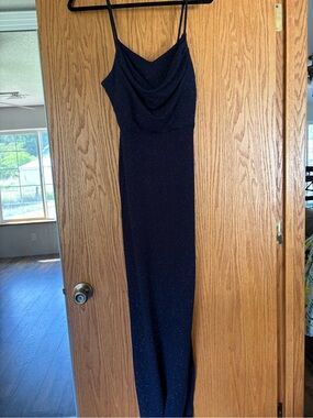 Windsor Navy Sparkle Cowl Neck Maxi Dress